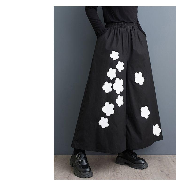 Elastic Waist Floral Print Culottes Product Image