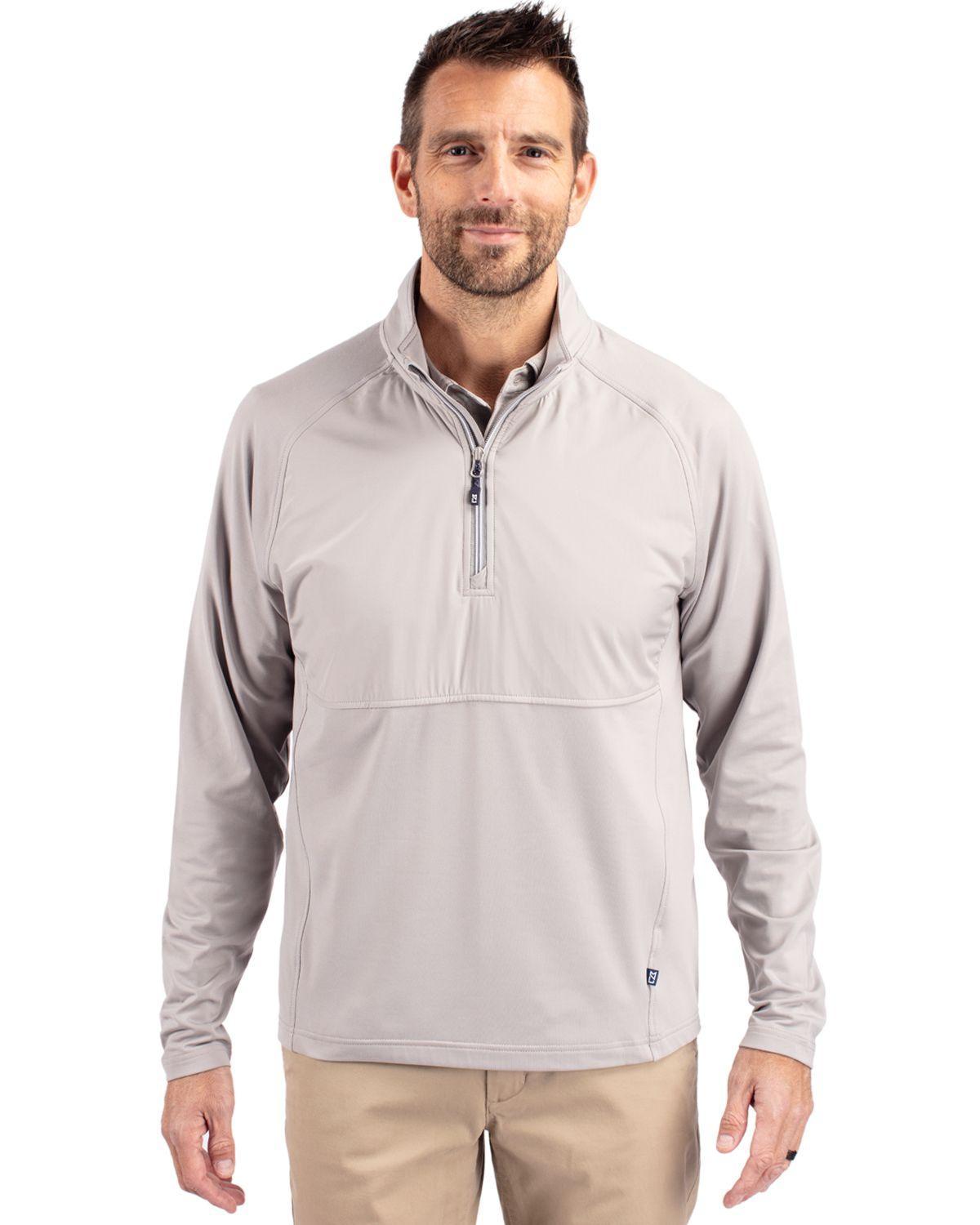 Cutter & Buck Mens Adapt Eco Knit Hybrid Recycled Quarter Zip Jacket Product Image