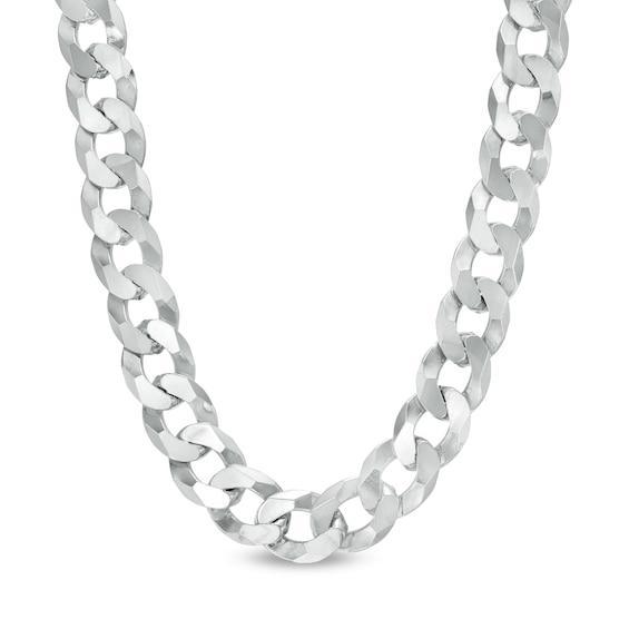 Men's 10.1mm Textured Curb Chain Necklace in Sterling Silver - 24" Product Image