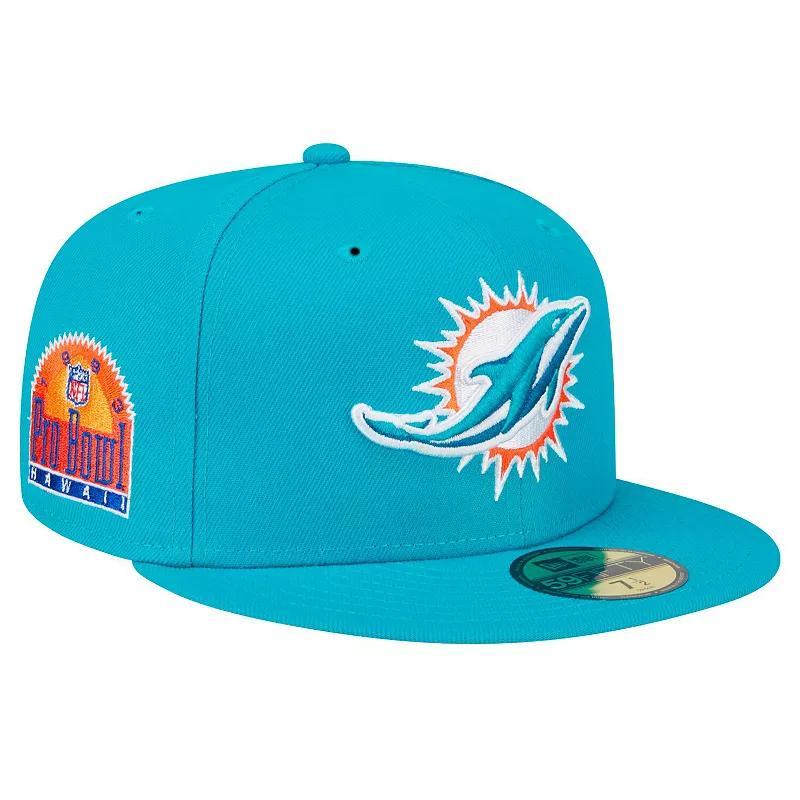 Mens New Era Aqua Miami Dolphins Main Patch 59FIFTY Fitted Hat Turquoise A Product Image