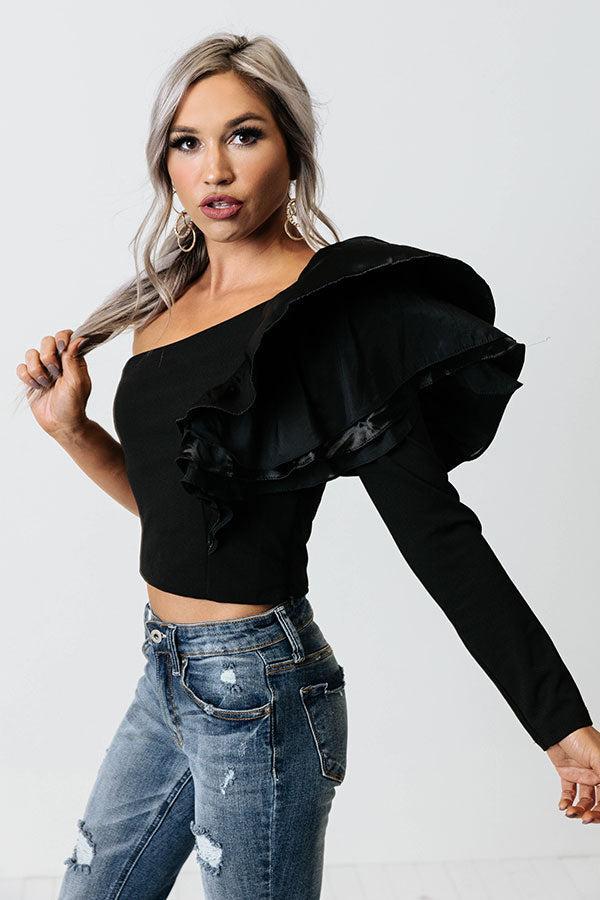 London Proper One Shoulder Top In Black Product Image