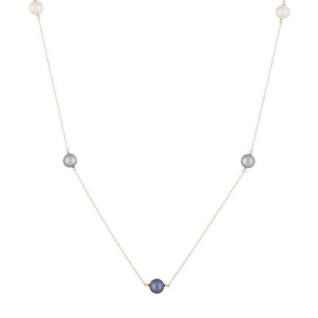 14k White Gold Freshwater Cultured Pearl Station Necklace, Womens 14k Whgold Product Image