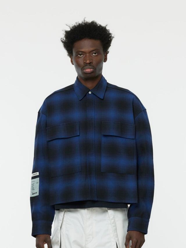 Flap Pocket Check Shirt (Navy) Product Image