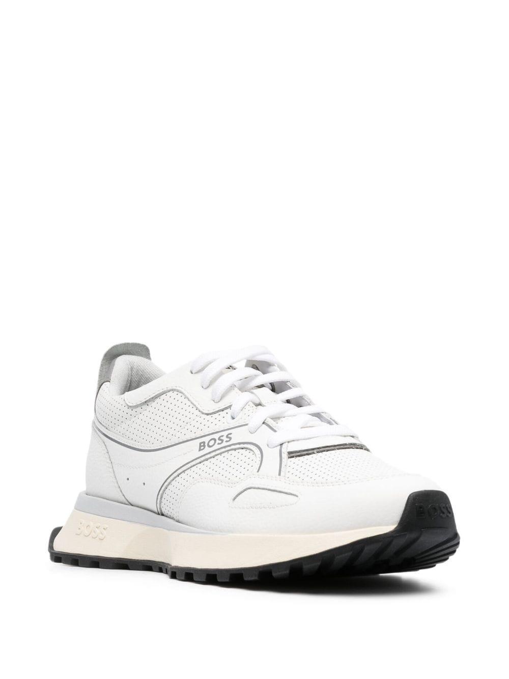 HUGO BOSS Lace-up Leather Sneakers In White Product Image