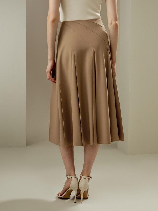 Pleated Merino Wool Midi Skirt Product Image