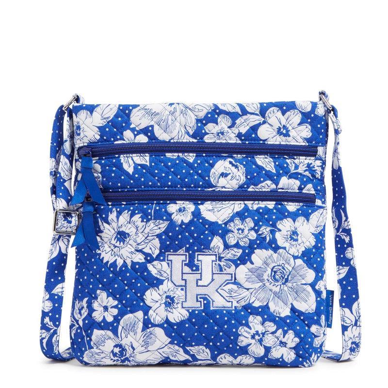 Vera Bradley Collegiate Triple Zip Hipster Crossbody Bag Women in Royal/White Rain Garden with University of Kentucky Logo Product Image