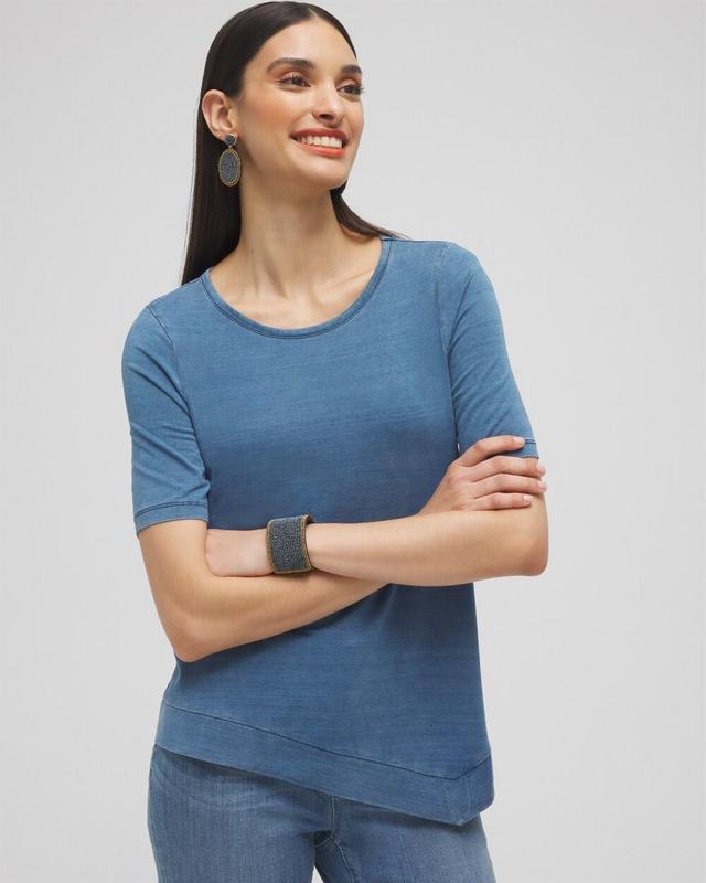 Women's Faux Denim Asymmetrical Tee Product Image