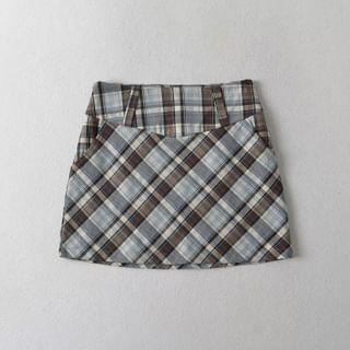 High Waist Plaid Mini Pencil Skirt Product Image