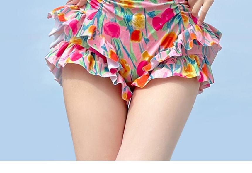 Spaghetti Strap Floral Print Swimsuit Product Image