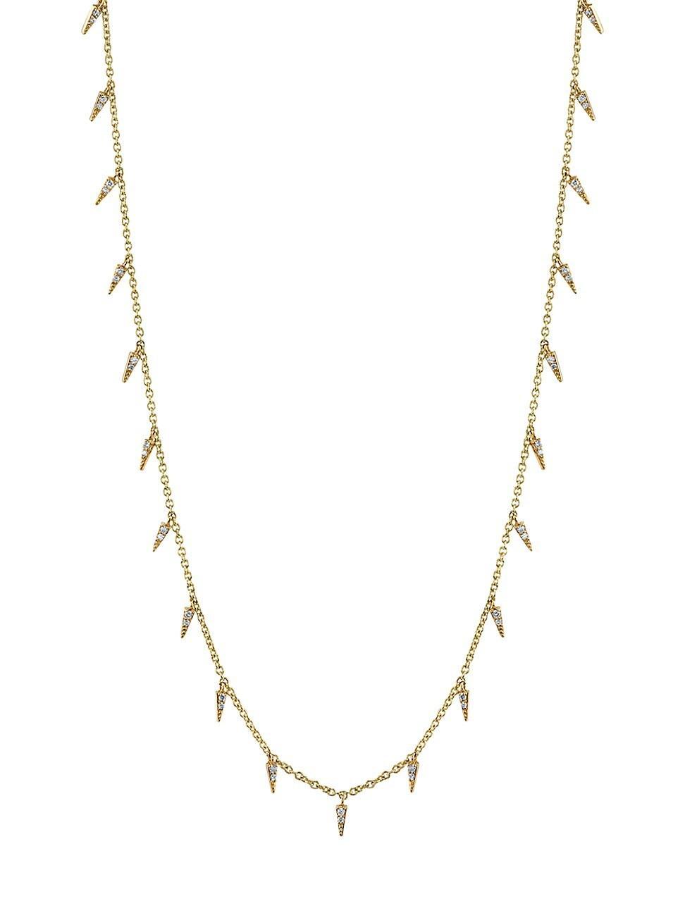 Womens 14k Yellow Gold & Diamond Small Fringe Necklace Product Image