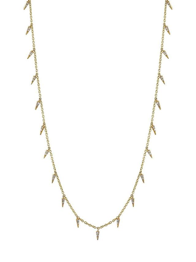 Womens 14k Yellow Gold & Diamond Small Fringe Necklace Product Image