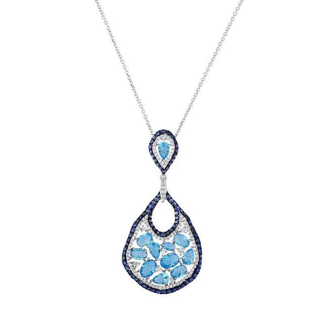 Sterling Silver Cubic Zirconia Teardrop Pendant Necklace, Womens Product Image