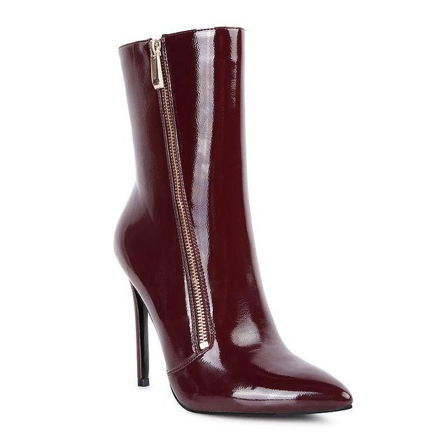 London Rag Mania Womens Heeled Ankle Boots Dark Red Product Image