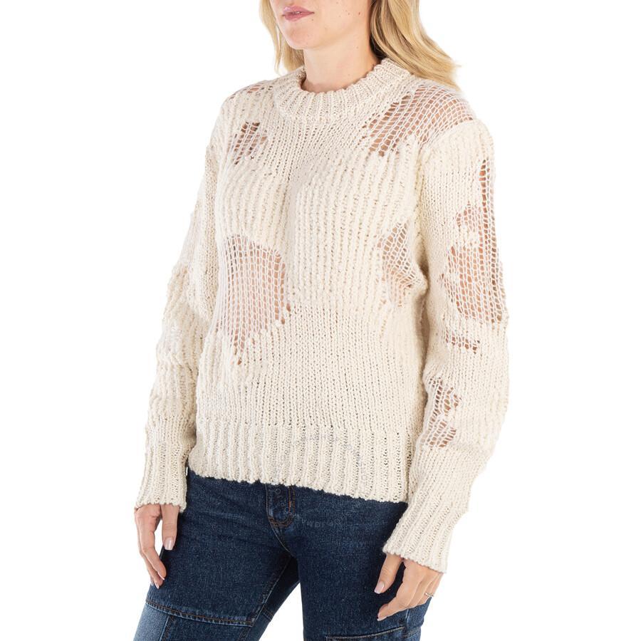 Chloe Ladies Iconic Milk Distressed Sweater In Neutral Product Image