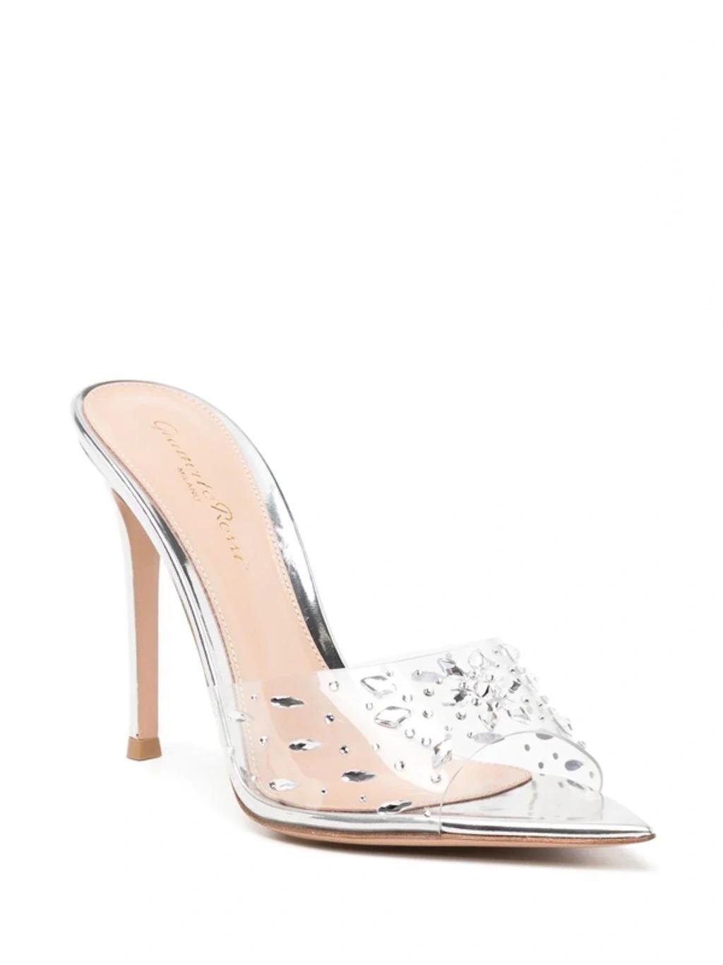 GIANVITO ROSSI Glass Crystal-embellished Sandals In Silver Product Image