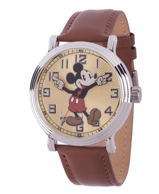 Disneys Mickey Mouse Mens Leather Watch, Black Product Image