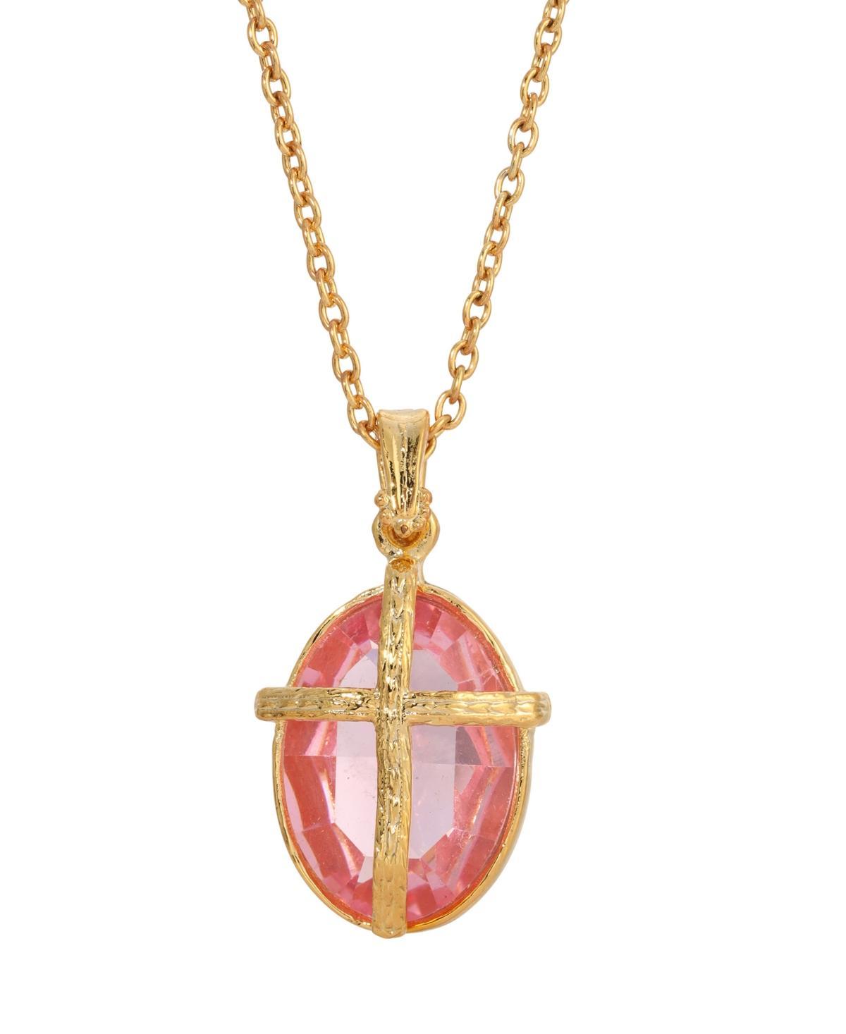 Symbols of Faith Crystal Cross Necklace, Womens, Pink Product Image