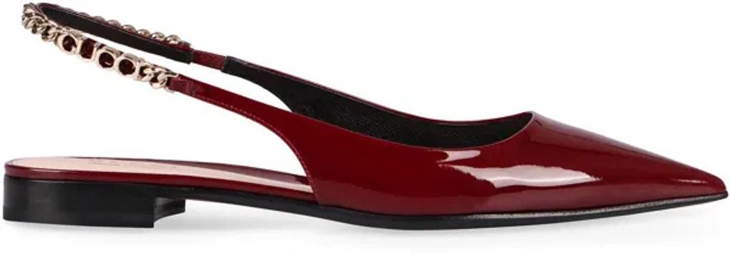 Signoria Patent Leather Pointy-toe Ballet Flats In Red Product Image