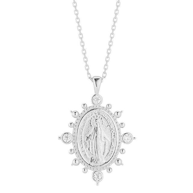 Sunkissed Sterling Cubic Zirconia Virgin Mary Necklace, Womens, Silver Tone Product Image