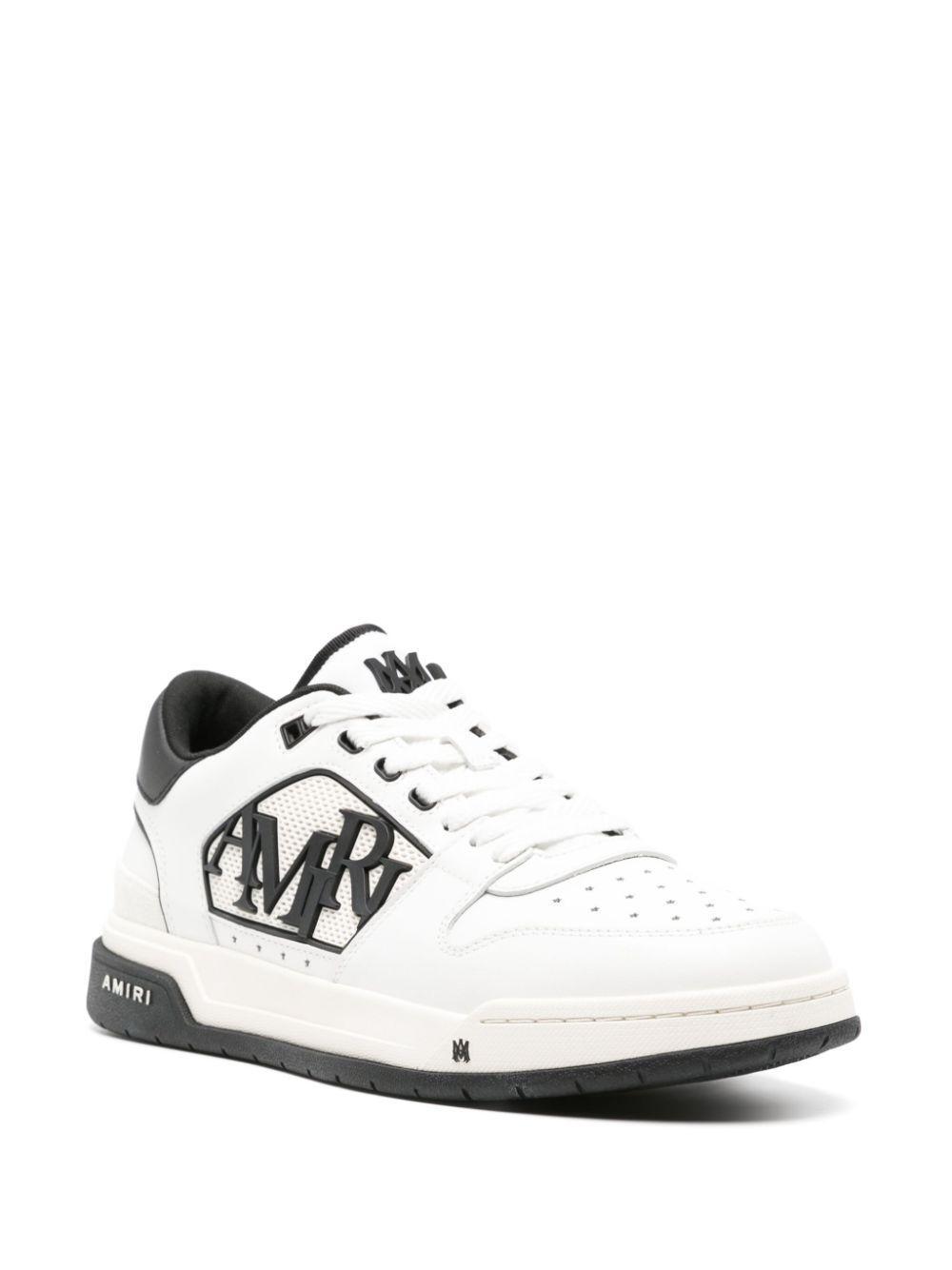 AMIRI Classic Logo-embellished Leather Low-top Trainers In White Black Product Image