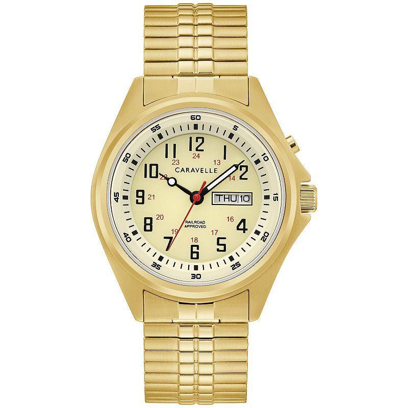 Caravelle by Bulova Mens Gold-Tone Stainless Steel Expansion Band Watch - 44C112 Gold Tone Product Image