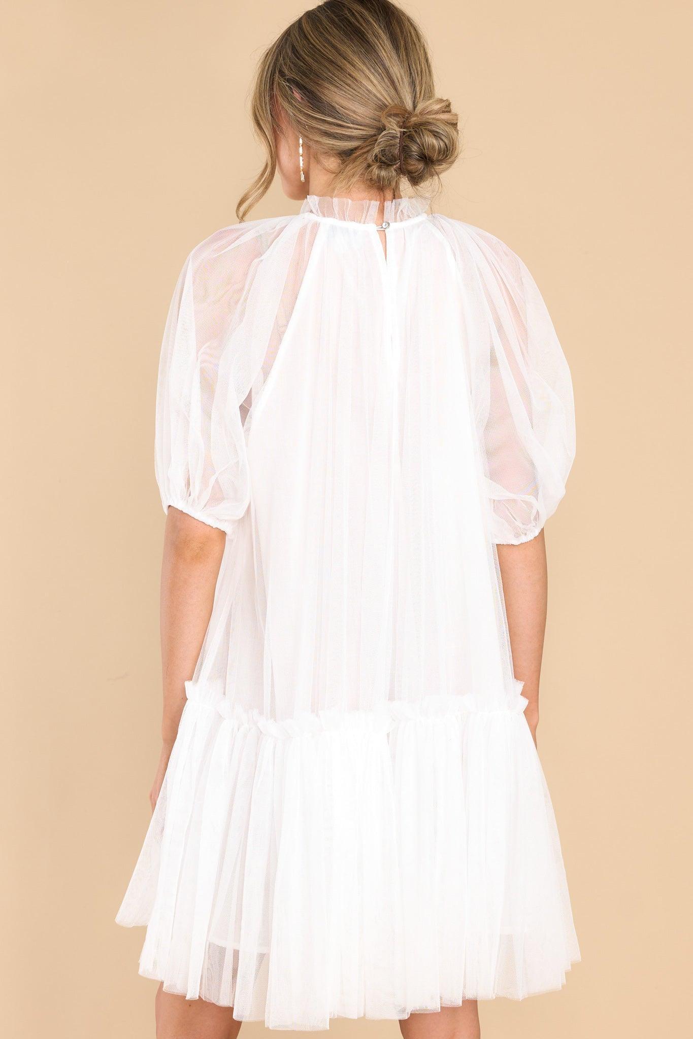 Aura Everything I Ever Wanted Sheer Tulle White Dress Product Image