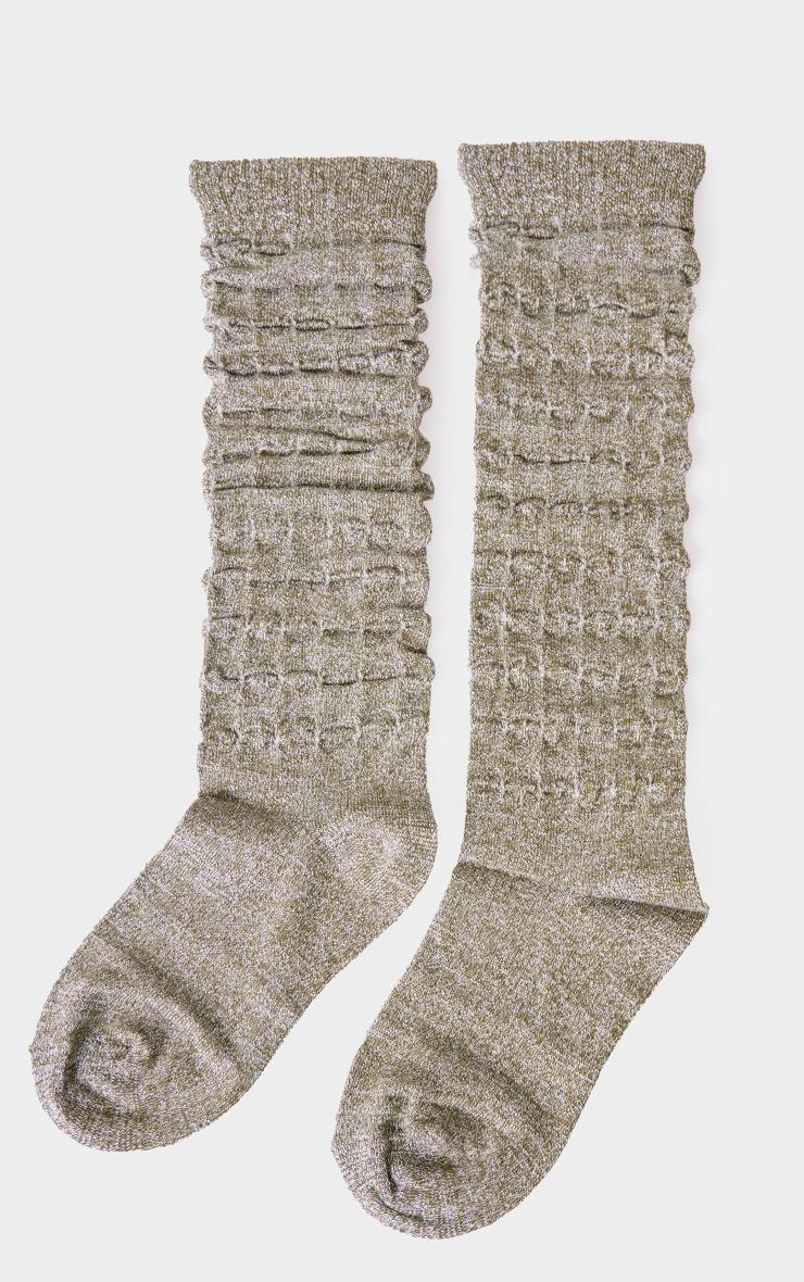 Olive Slouchy Knitted Marl Socks Product Image