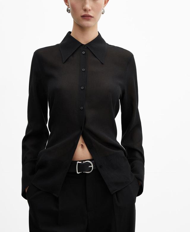 MANGO - Buttoned flowy shirt blackWomen Product Image