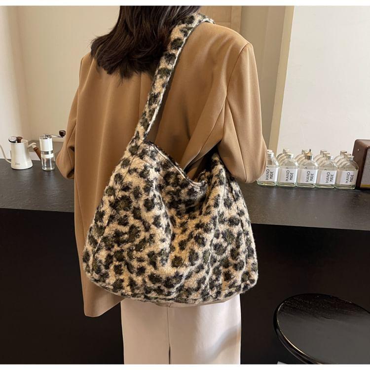 Leopard Patterned Boucle Tote Bag Product Image