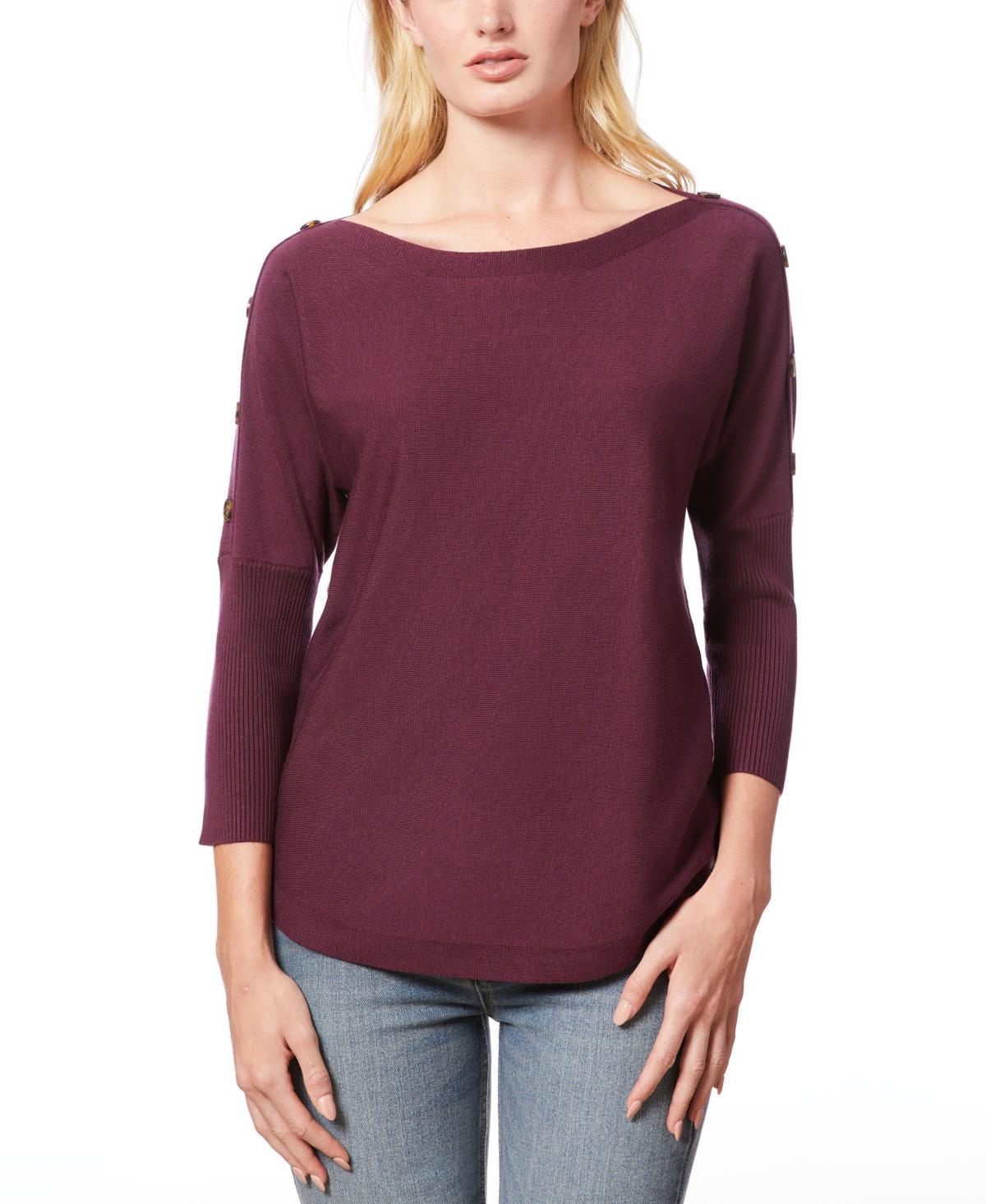 Melissa Paige Womens Dolman-Sleeve Buttoned-Sleeve Sweater Product Image