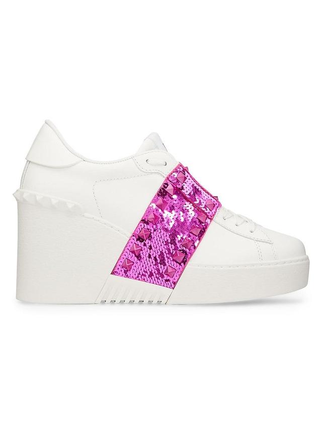 Womens Open Disc 85MM Wedge Sneakers in Calfskin Product Image