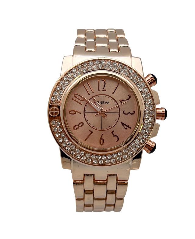 Olivia Pratt Chunky Rhinestones Bezel and Bold Women Watch - Rose gold Product Image