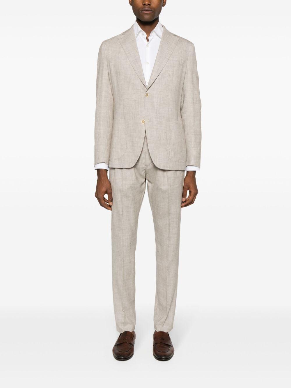 Single-breasted Wool Blend Suit In Neutrals Product Image