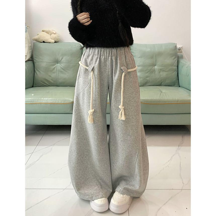 High Waist Plain Wide Leg Pants Product Image