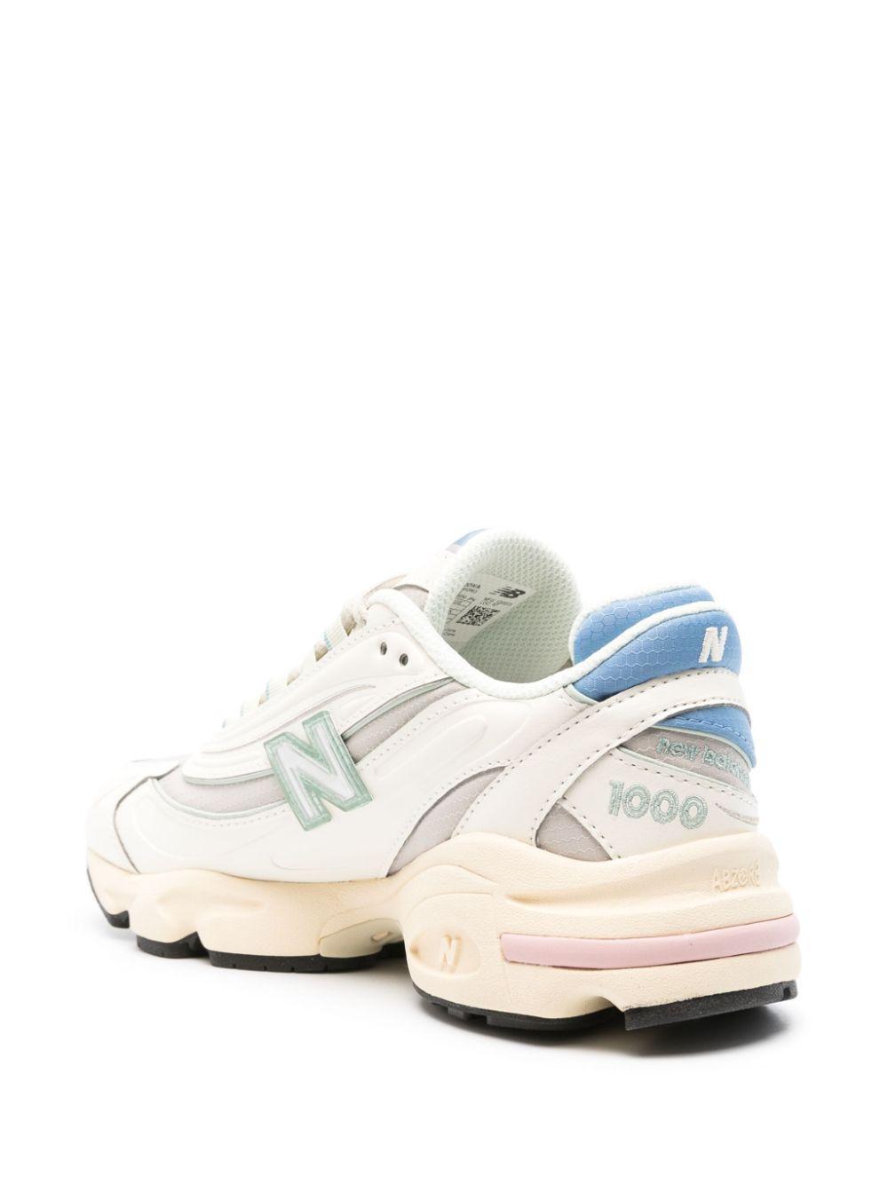 NEW BALANCE 1000 Contrasting Leather Snekaers In White Product Image