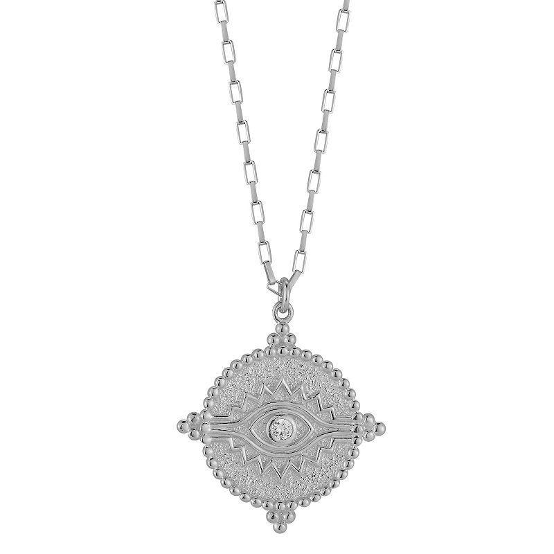 Sunkissed Sterling Sterling Silver Cubic Zirconia Eye Medallion Pendant Necklace, Womens Product Image