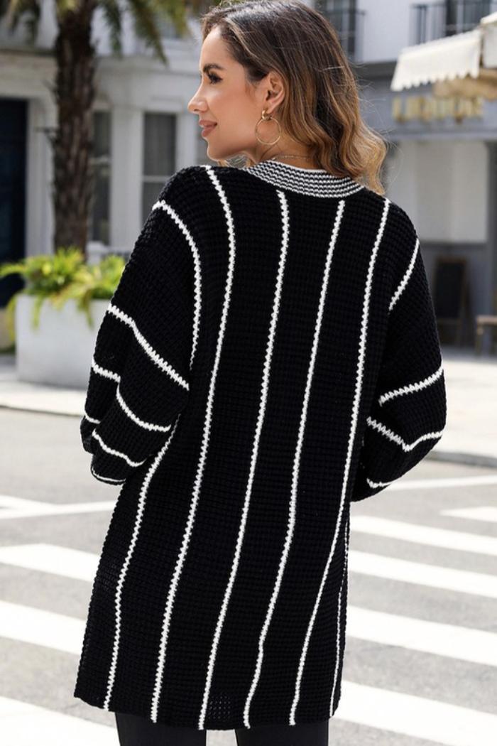 Striped V Neck Sweater Product Image