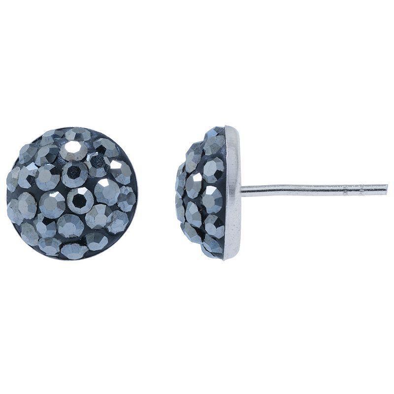 Main and Sterling Sterling Silver Crystal Half Ball Stud Earrings, Womens Gray Product Image