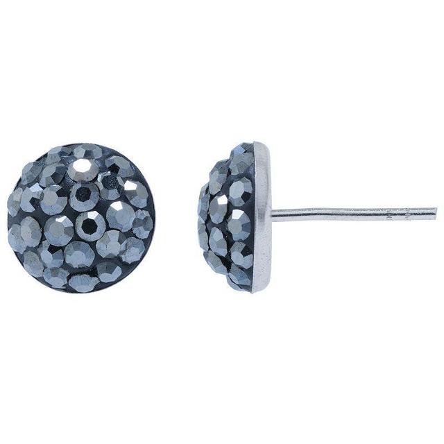 Main and Sterling Sterling Silver Crystal Half Ball Stud Earrings, Womens Grey Product Image