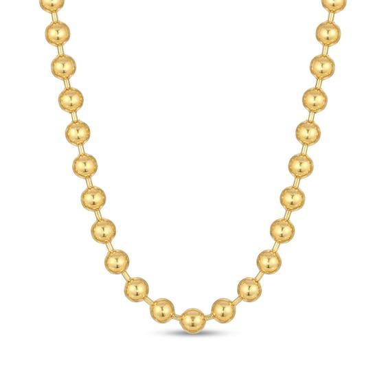 Men's 8.0mm Bead Gold-Tone Chain Necklace in Solid Stainless Steel with Yellow Ion-Plate - 24" Product Image