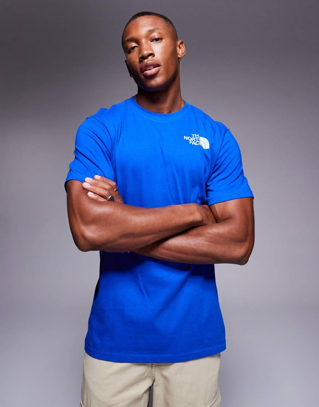 The North Face heavyweight relaxed T-shirt with back graphic in blue Product Image