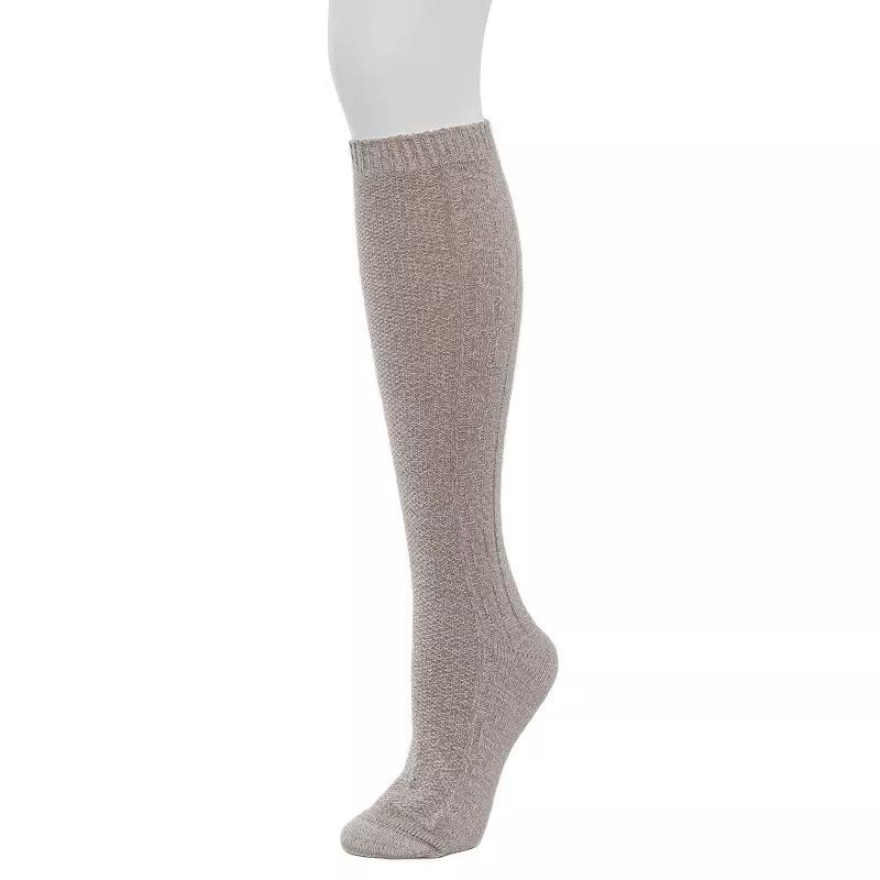 Womens Cuddl Duds Plushfill Seedstitch Cable Spacedye Knee High Socks Simply Brown Product Image