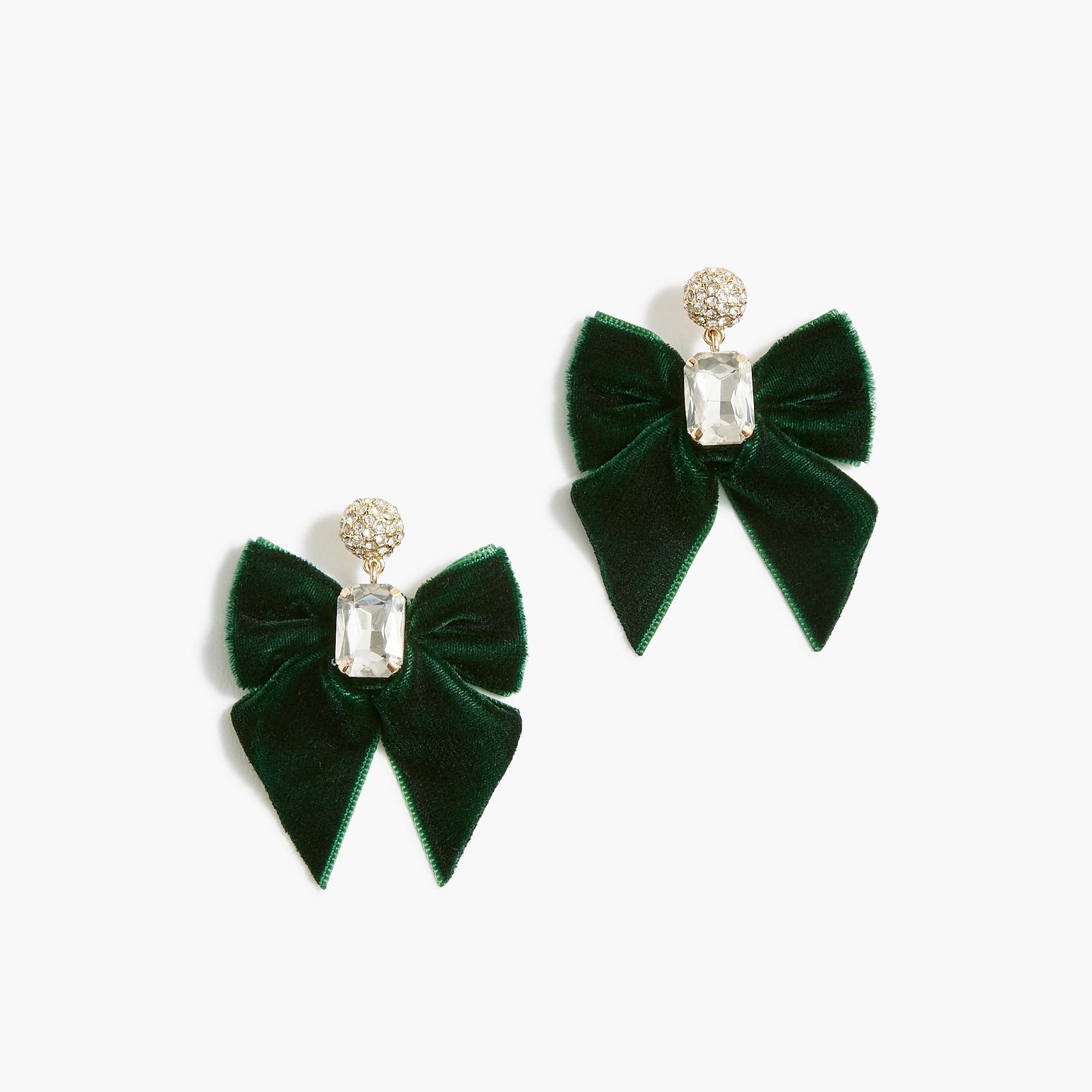 Velvet bow crystal statement earrings Product Image