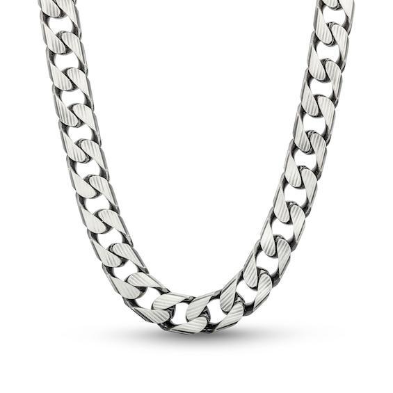 Men's 10.9mm Diamond-Cut Curb Chain Necklace in Solid Sterling Silver with Gunmetal Grey Ruthenium - 22" Product Image