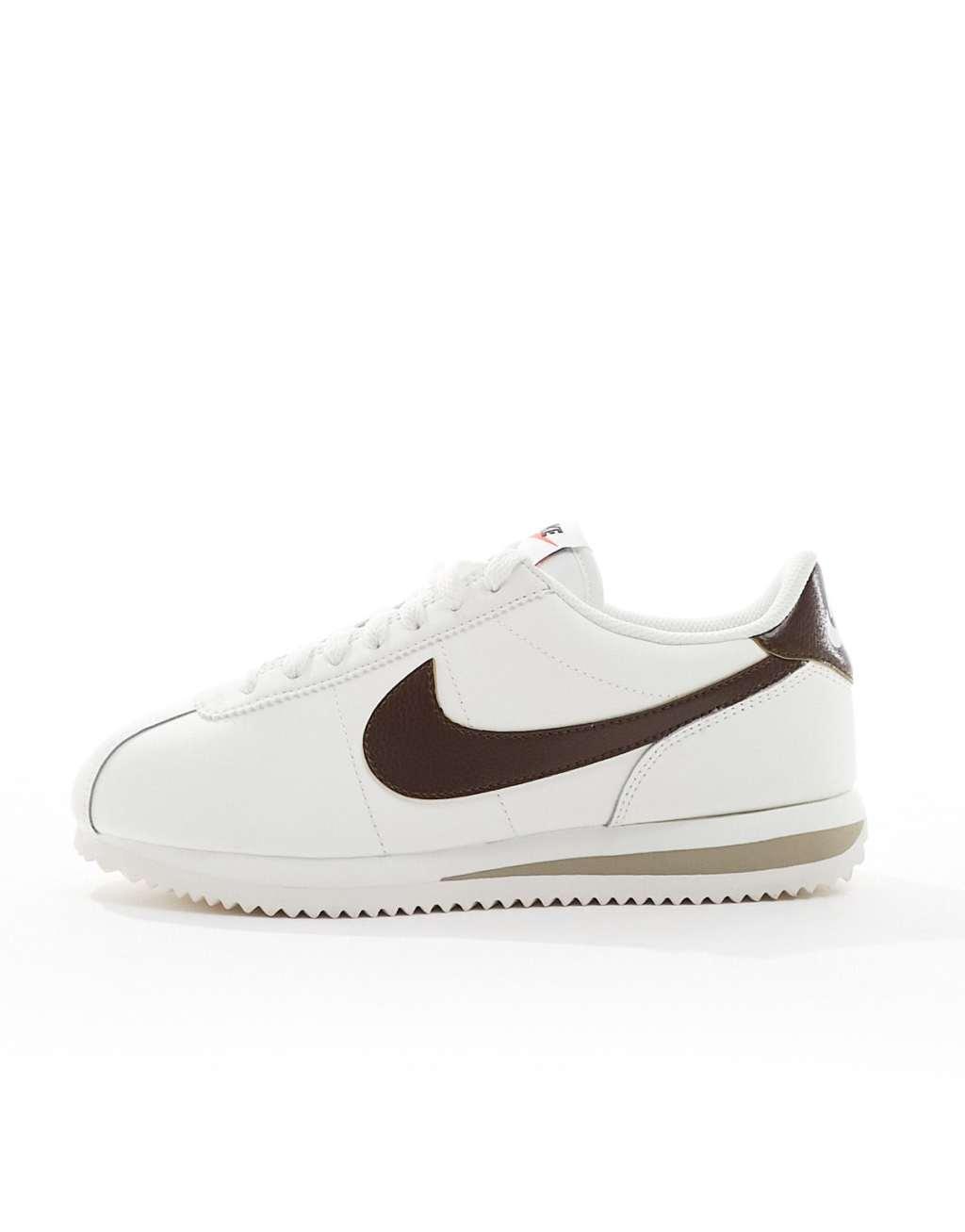 Nike Cortez leather sneakers in off white and cacao brown Product Image