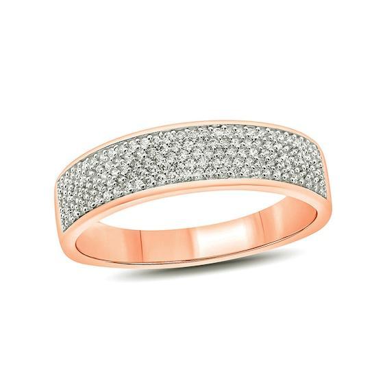 Men's 1/2 CT. T.w. Diamond Multi-Row Wedding Band in 10K Rose Gold Product Image