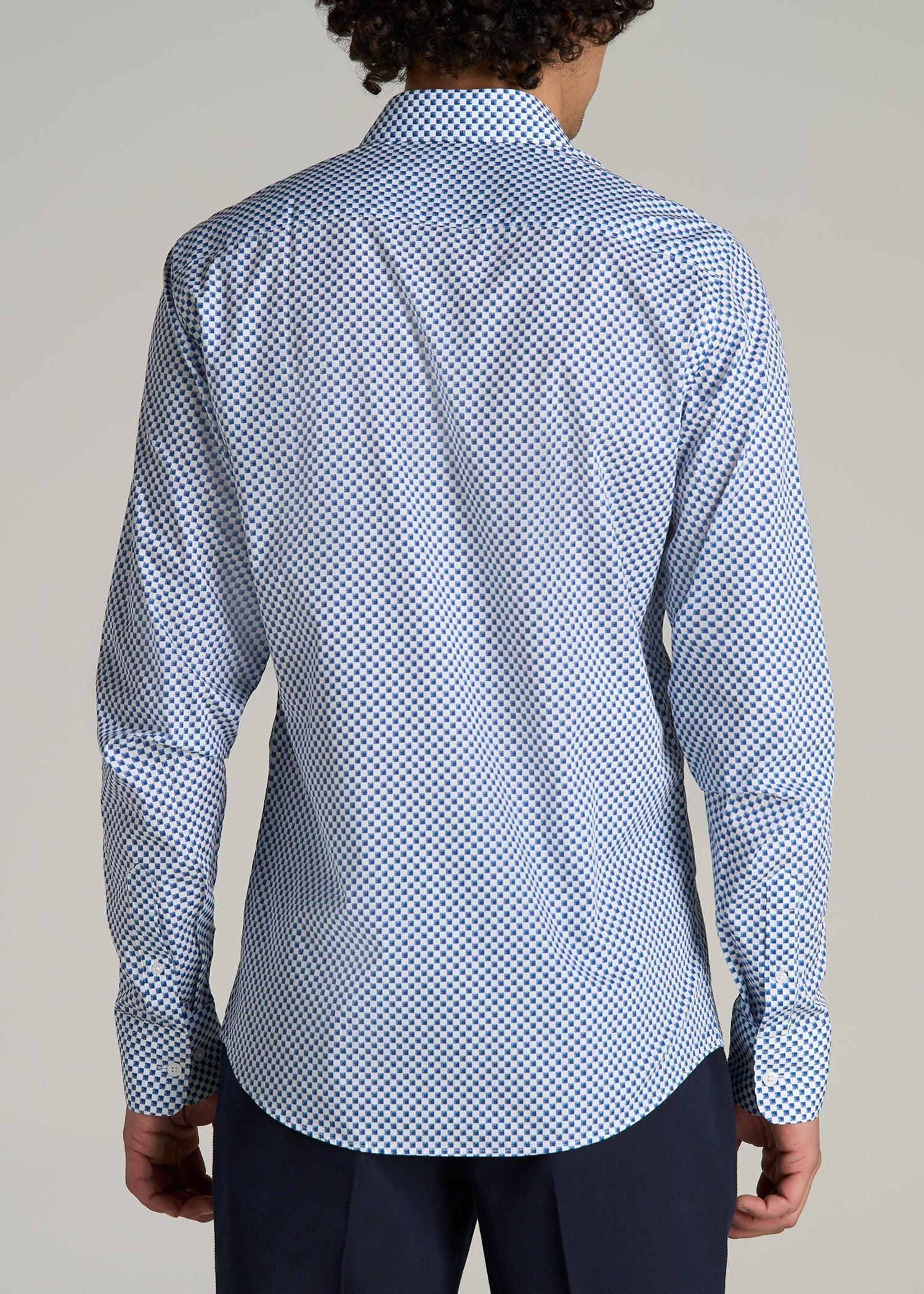 Premium Dress Shirt for Tall Men in Blues Check Male Product Image