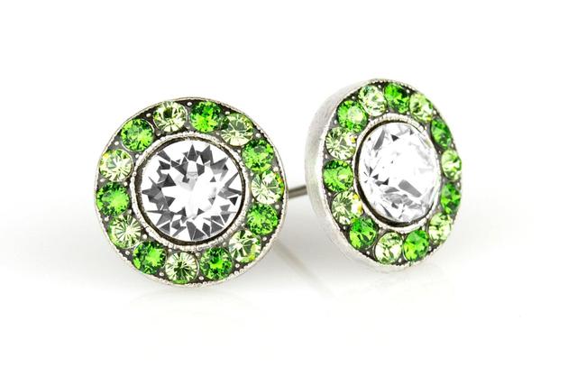 Green Hues Halo Stud Earrings Product Image