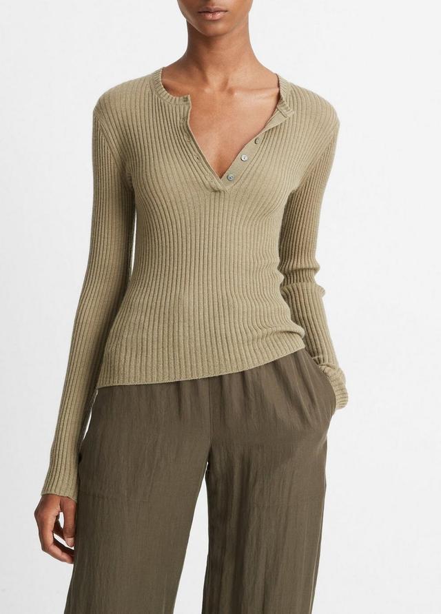 Cashmere-Silk Ribbed Henley Product Image