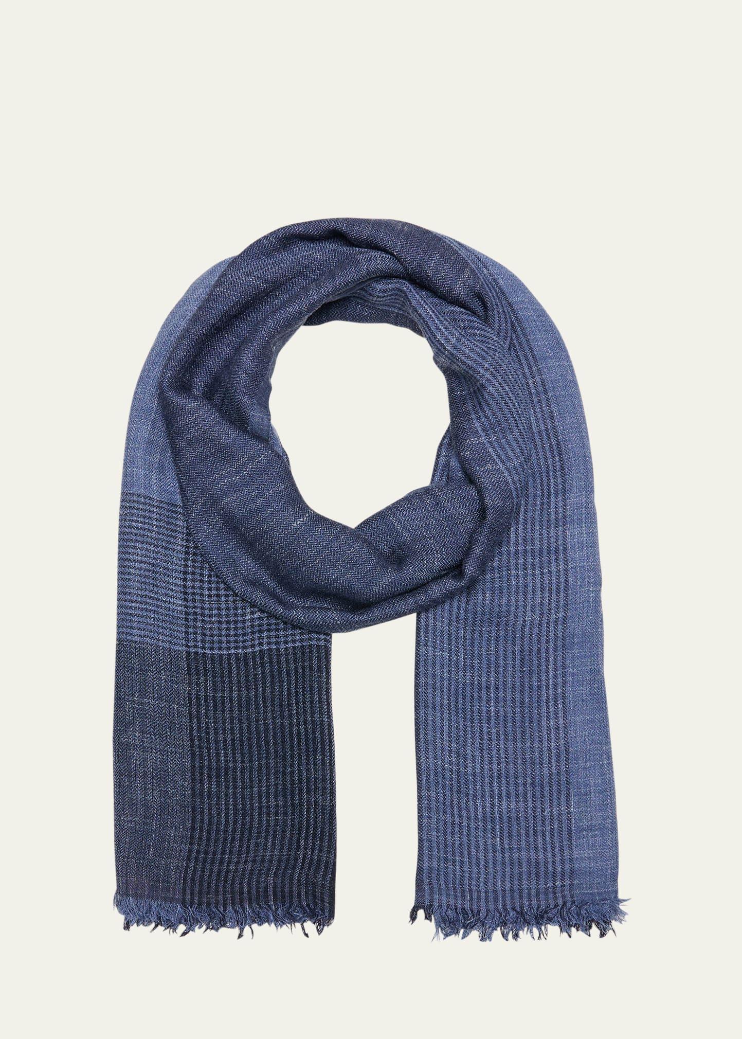 Mens Silk And Linen Chevron Scarf With Stripes Product Image